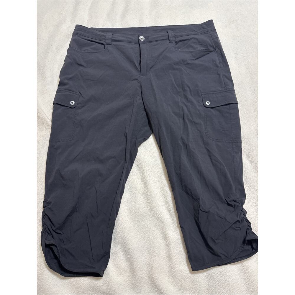 Eddie Bauer Pants Womens 16 Black Capri Cargo Hiking Nylon Stretch Outdoor